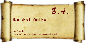 Bacskai Anikó névjegykártya